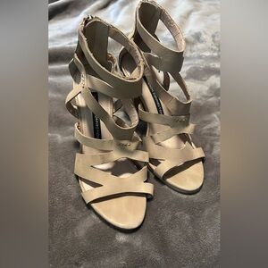 French Connection Taupe Strappy High-Heel Sandals
